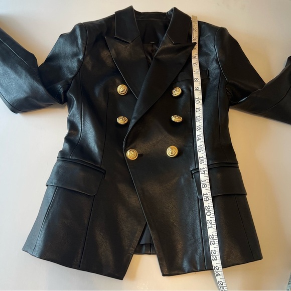 Faux Leather double breasted fitted blazer jacket, size XS/S, NWOT - Picture 9 of 16